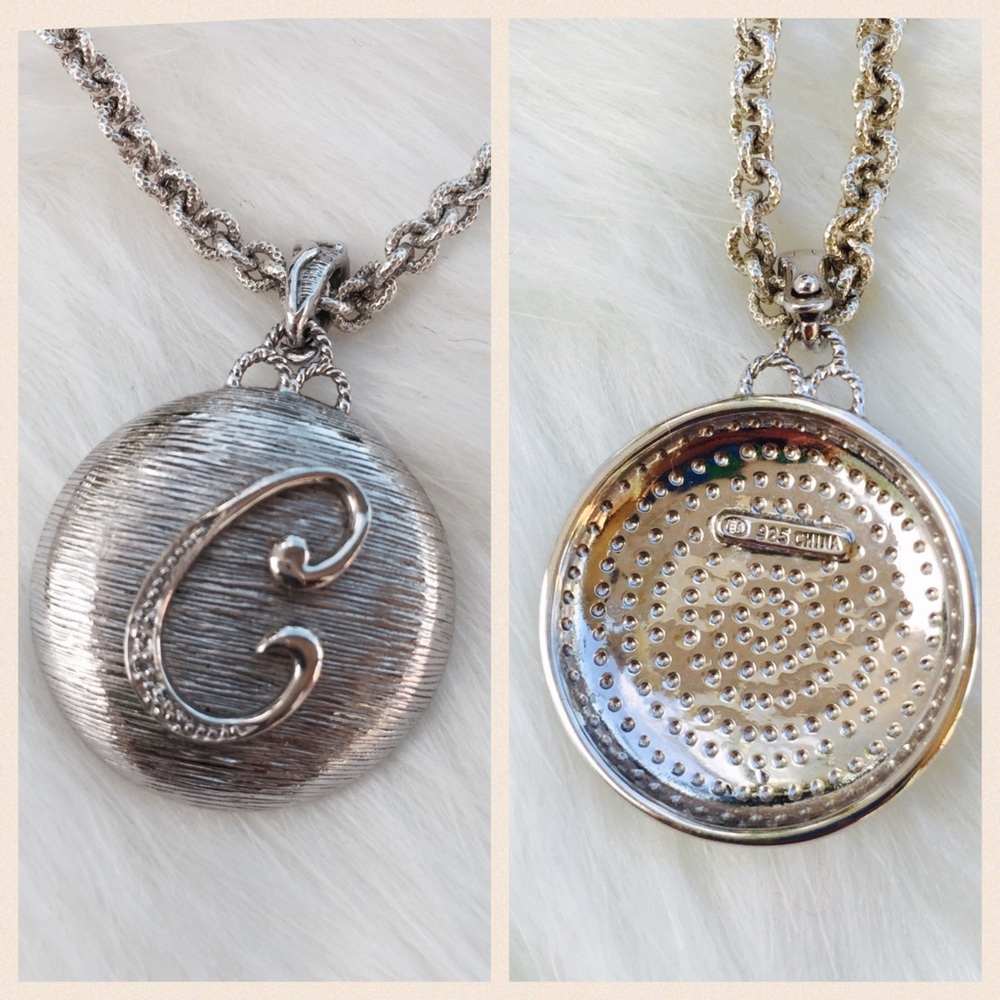 C Monogram .925 silver pendant necklace